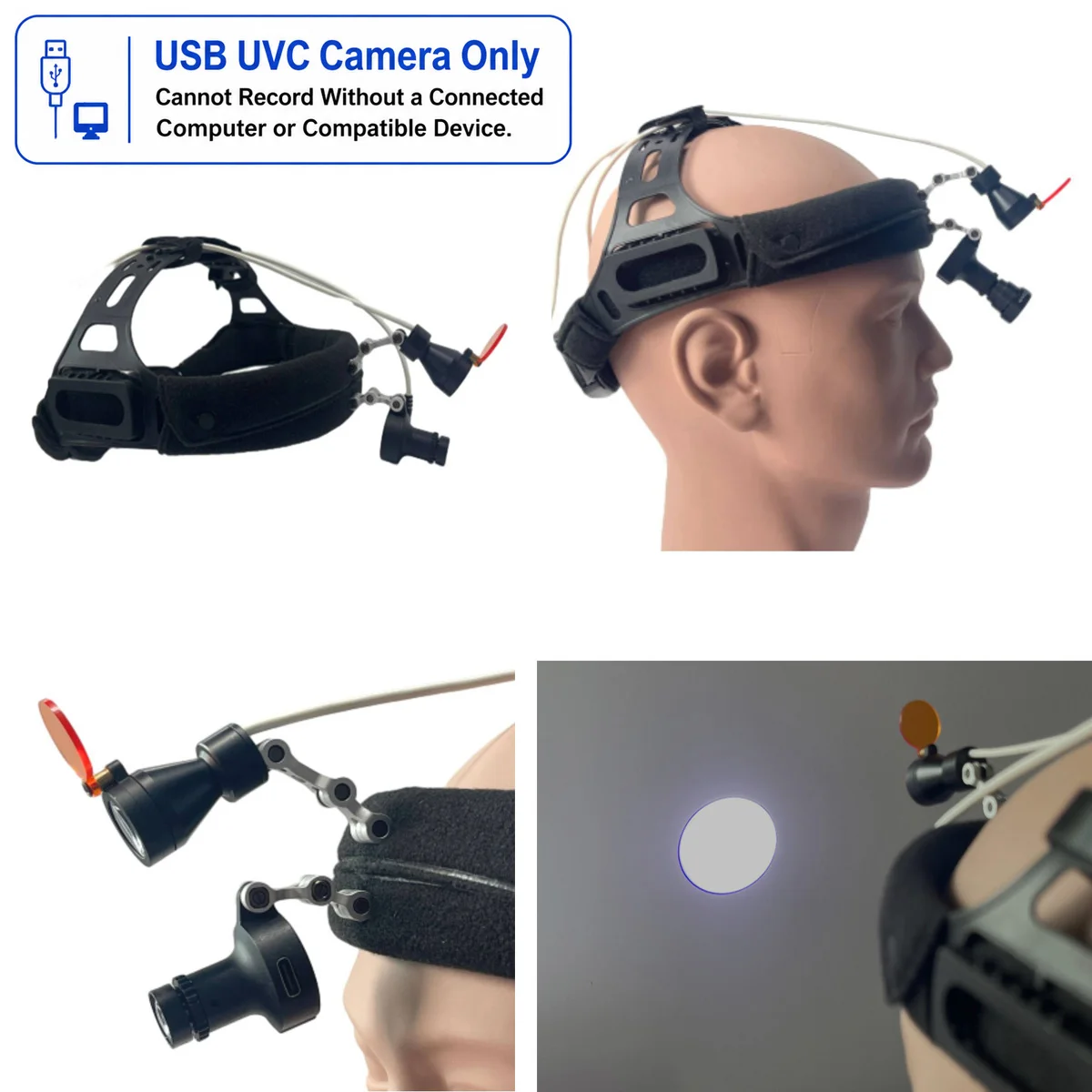 AIGLASSZ Trek Helm TH12 – 4K USB Headband Camera with LED Headlight, Hands-Free
