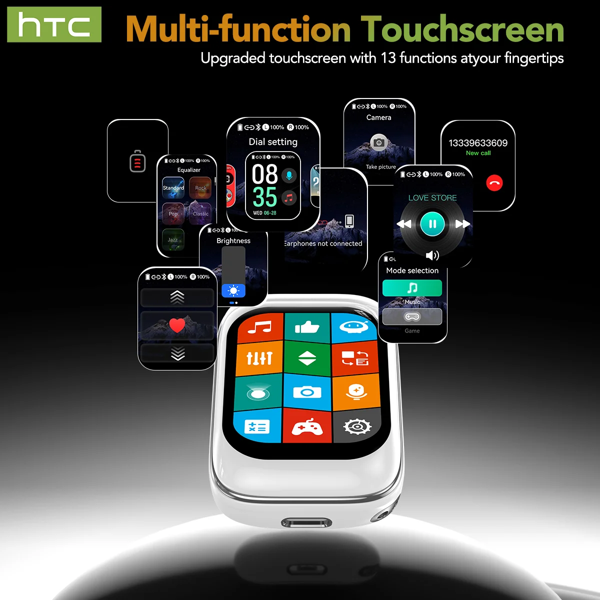 HTC NE48 TWS Earbuds – AI Translation, 2K Touchscreen, Bluetooth 6.0 - Image 4