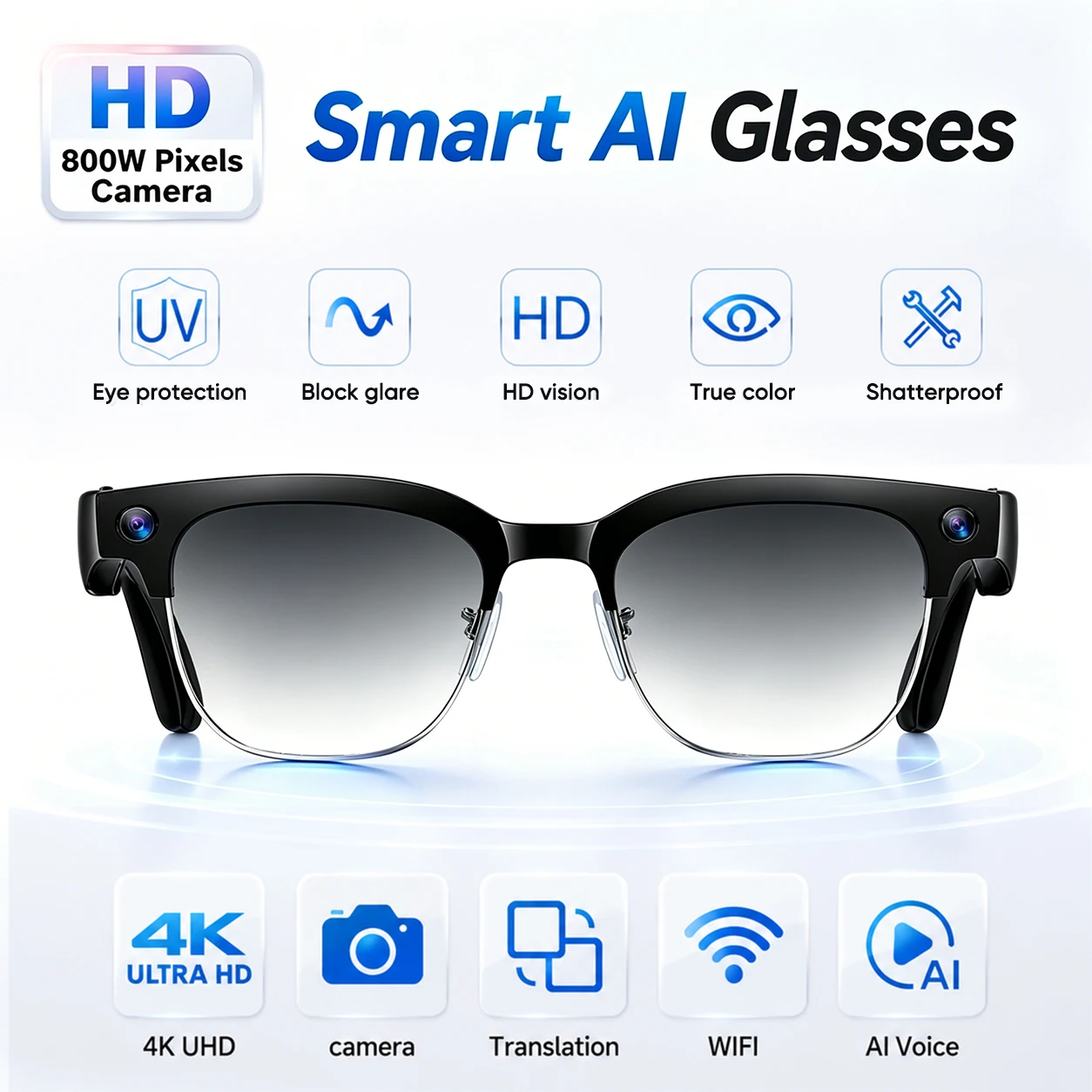 AIGLASSZ Vision V52 – Sunglasses, 8MP 4K Camera, Calls & Music (3 Lens Options) - Image 9