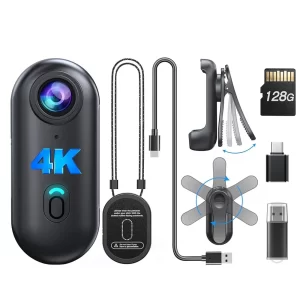 AIGLASSZ Trek TK07 – 4K Mini Body Camera with Rotatable Clip, 128GB Wearable Recorder