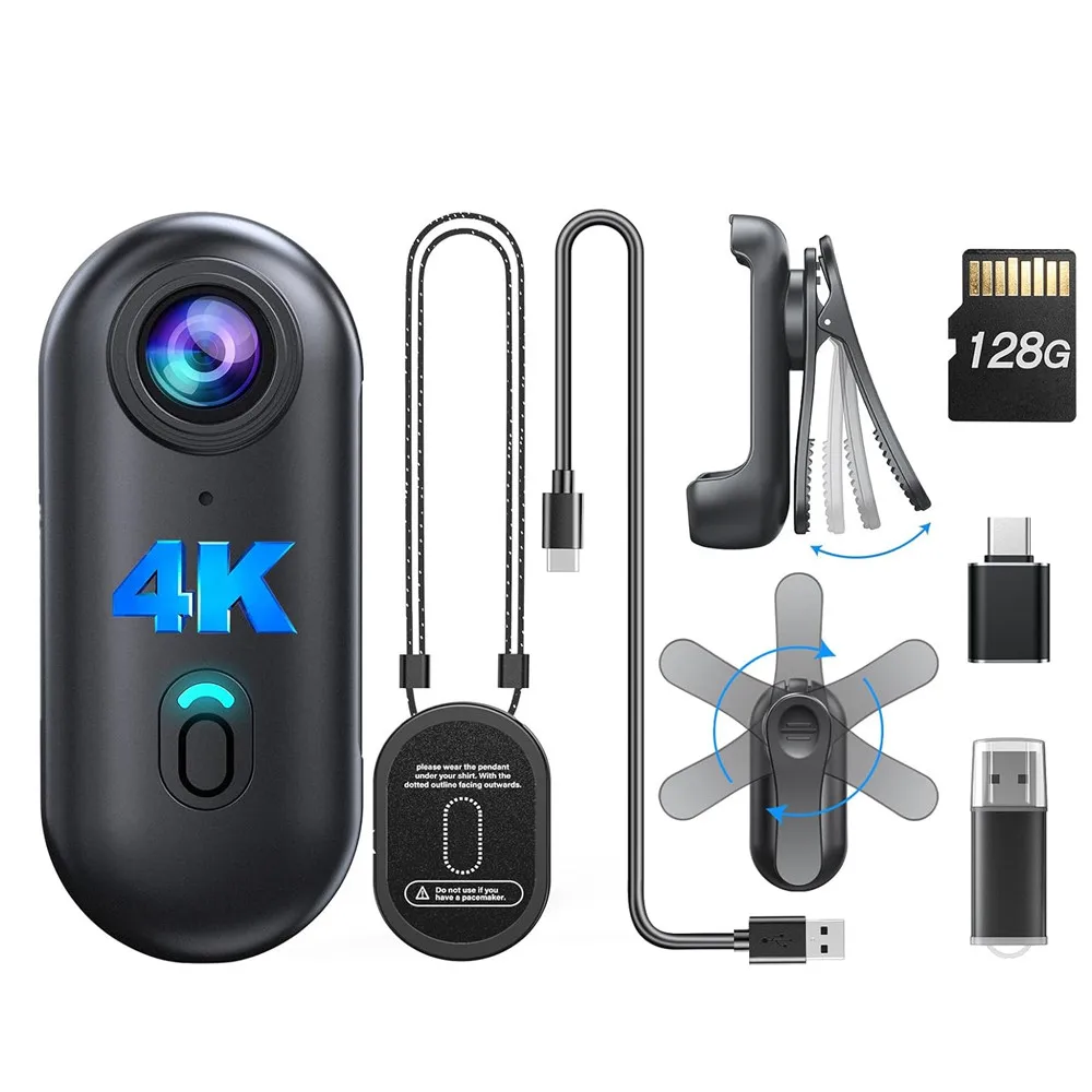 AIGLASSZ Trek TK07 – 4K Mini Body Camera with Rotatable Clip, 128GB Wearable Recorder