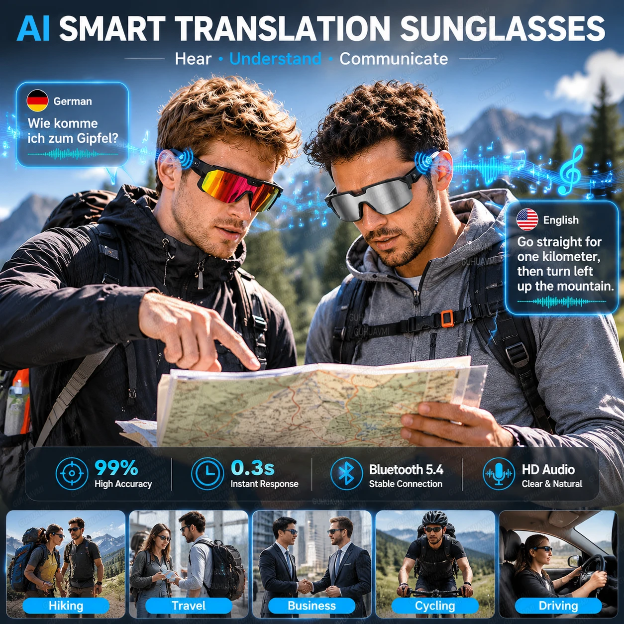 AIGLASSZ Vision V42 – AI Sports Glasses, Anti-Shake Camera, Windproof Design - Image 3