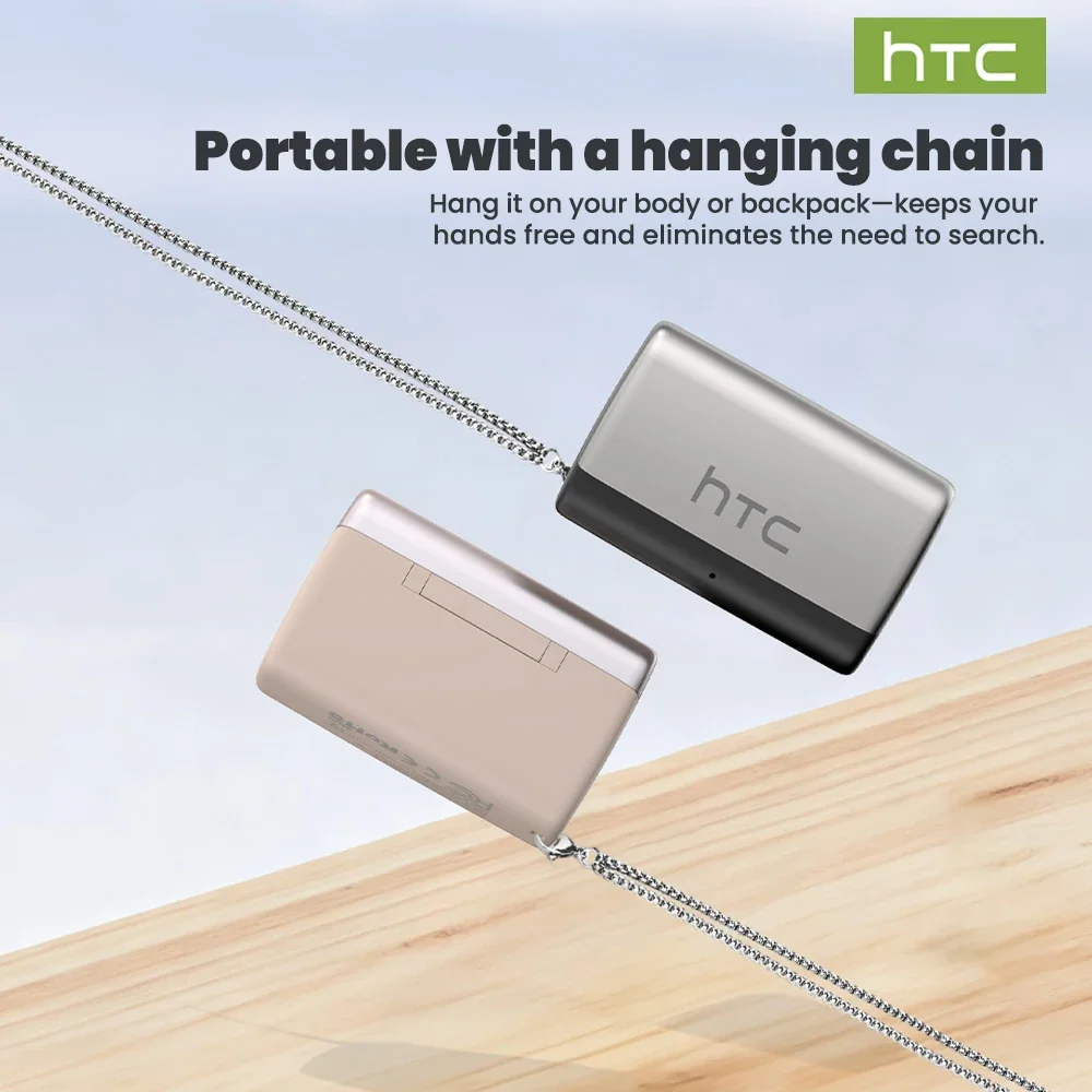 HTC NE67 Bluetooth 6.0 Ear-Clip AI Translator Earbuds with Chain - Image 2