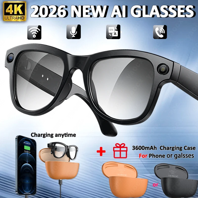 AIGLASSZ Vision V22 – 4K AI Smart Glasses, 8MP Camera, ChatGPT, 32GB & Voice