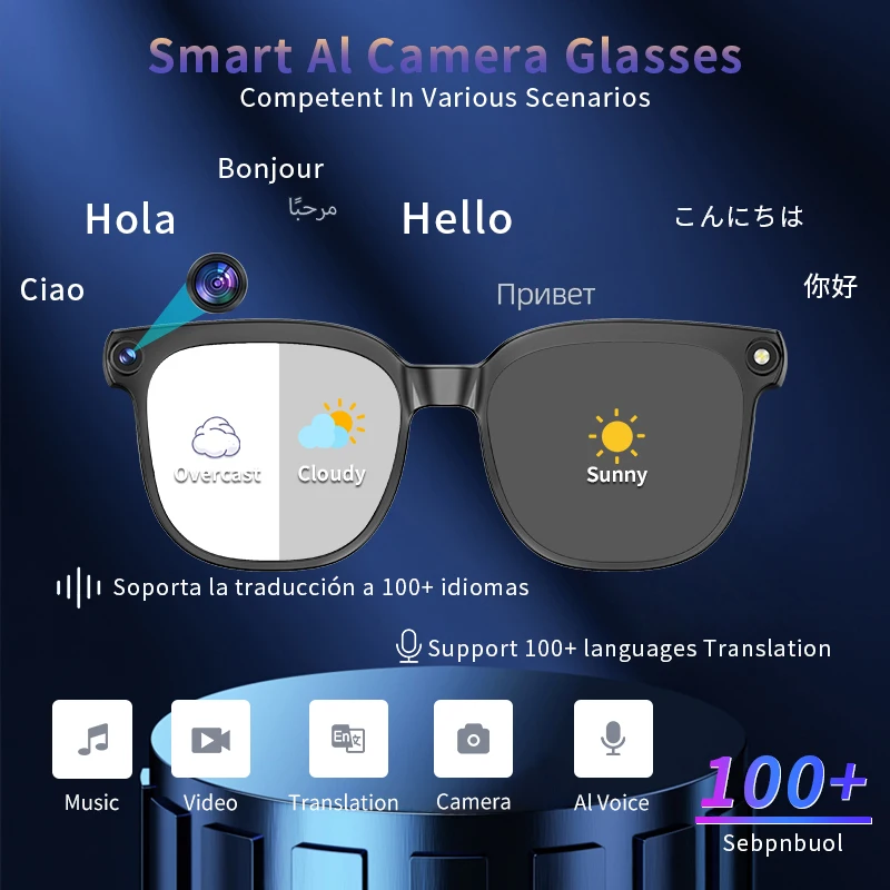 Peje AI Smart Glasses – 1080P Camera, ChatGPT Assistant & Translation - Image 7