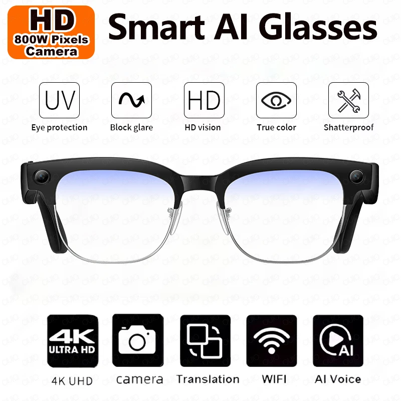 AIGLASSZ Vision V50 – 4K Ultra HD AI Smart Glasses, 8MP Camera, Voice Assistant - Image 9