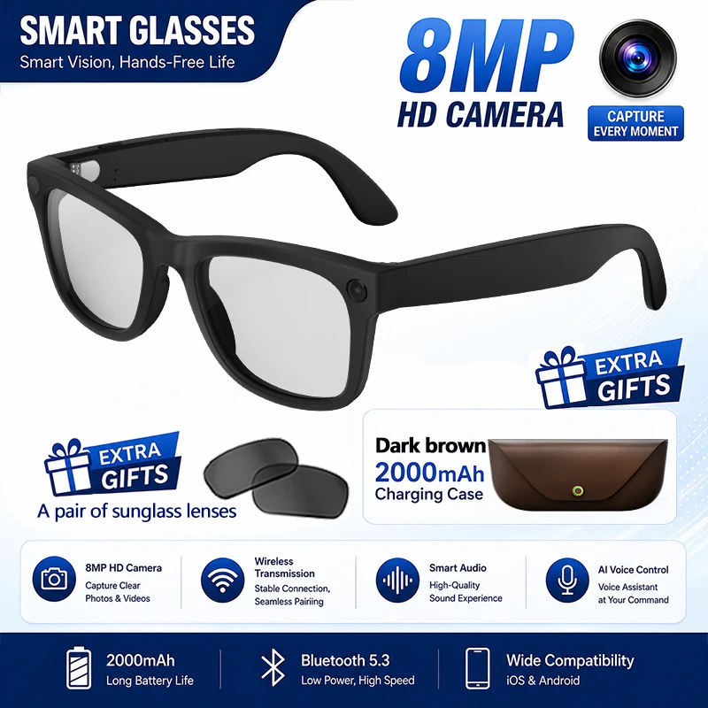 HD5 Ultra AI Smart Glasses – 8MP Camera & Real-Time Translation - Image 8
