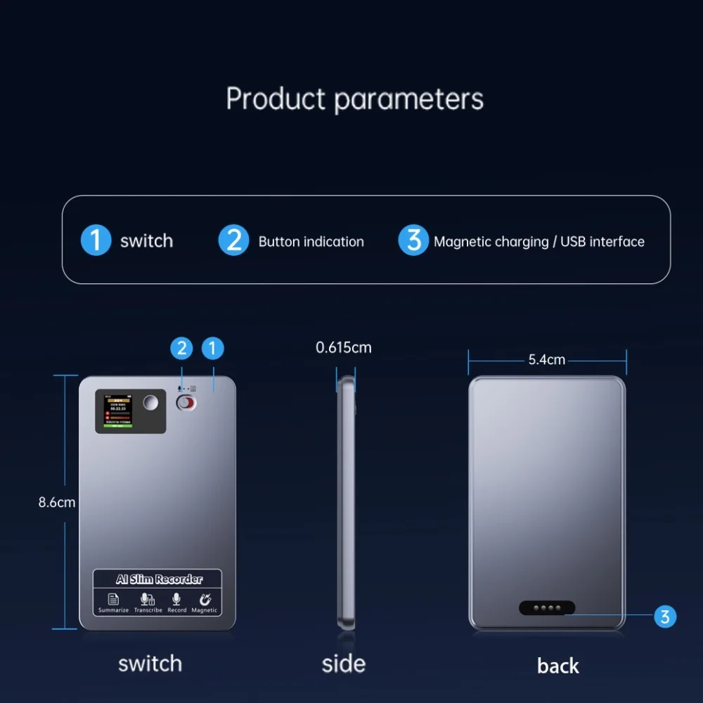 AIGLASSZ Note N01 – Magnetic AI Voice Recorder for iPhone, 64GB, 118 Languages - Image 3
