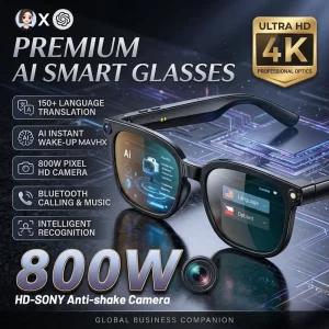 AIGLASSZ Vision V31 – 4K 8MP Smart Glasses, 150+ Language Translation, ChatGPT & Wi