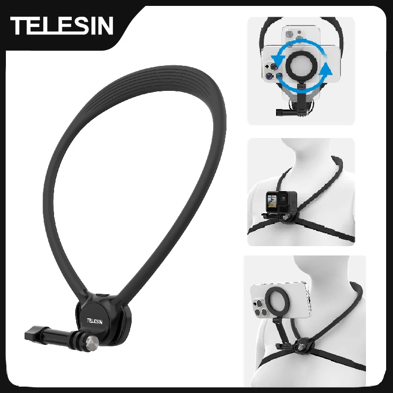 Telesin 2-in-1 Neck Mount for Phones & Action Cameras