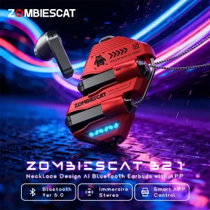 Zombies Cat AI Translation Necklace Earbuds – Bluetooth 6.0 TWS